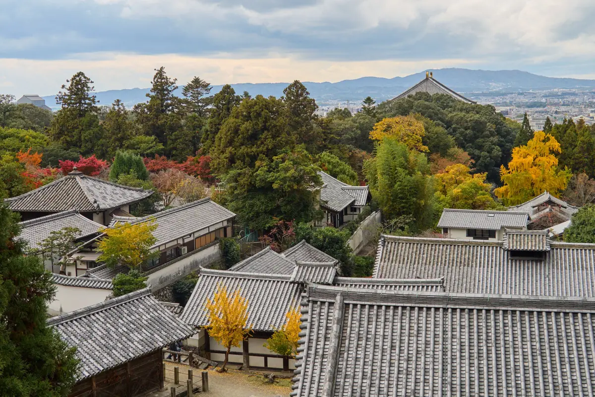 Temple roofs in Nara in autumn