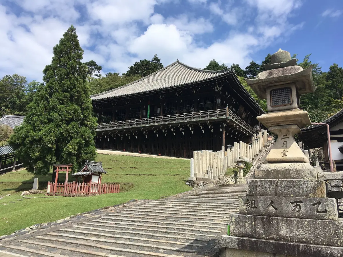 Nigatsudo hall above the stone stairs